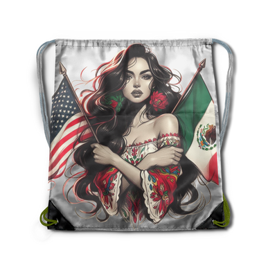 "Two Culturas, Un Corazon"  Drawstring Backpack